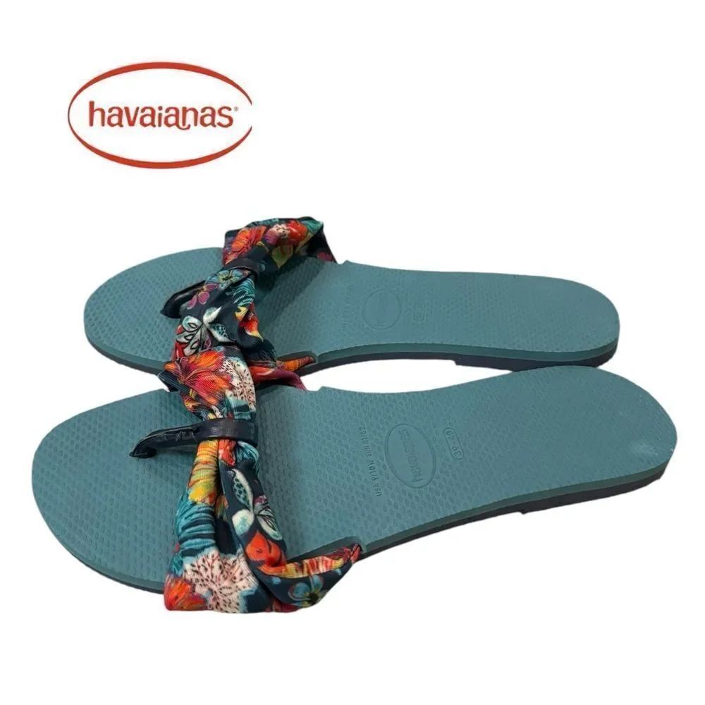 Havaianas Women's You St. Saint Tropez Floral Blue Thong Sandals 9 10